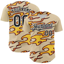 Load image into Gallery viewer, Custom City Cream Black-White 3D Pattern Design Rave Party Flame Authentic Baseball Jersey