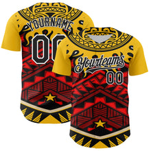 Load image into Gallery viewer, Custom Yellow Black Red-White 3D Pattern Design Rave Party Tribal Authentic Baseball Jersey