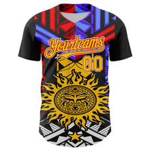 Load image into Gallery viewer, Custom Black Yellow Red-White 3D Pattern Design Rave Party Sun Tribal Authentic Baseball Jersey