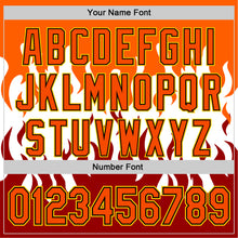 Load image into Gallery viewer, Custom White Orange Red Black-Yellow 3D Pattern Design Rave Party Flame Authentic Baseball Jersey