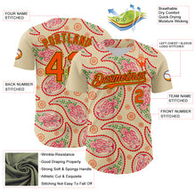 Load image into Gallery viewer, Custom Cream Orange Black-Yellow 3D Pattern Design Rave Party Paisley Bandana Authentic Baseball Jersey