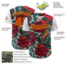 Load image into Gallery viewer, Custom White Orange Black-Yellow 3D Pattern Design Rave Party Roses Vintage Tattoos Authentic Baseball Jersey