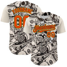 Load image into Gallery viewer, Custom White Orange Black-Yellow 3D Pattern Design Rave Party Vintage Cash Money Authentic Baseball Jersey