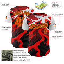 Load image into Gallery viewer, Custom White Orange Black-Yellow 3D Pattern Design Rave Party Flame Lava Authentic Baseball Jersey