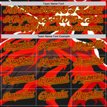 Load image into Gallery viewer, Custom White Orange Black-Yellow 3D Pattern Design Rave Party Flame Lava Authentic Baseball Jersey