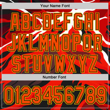 Load image into Gallery viewer, Custom White Orange Black-Yellow 3D Pattern Design Rave Party Flame Lava Authentic Baseball Jersey