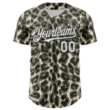 Load image into Gallery viewer, Custom Cream White-Black 3D Pattern Design Rave Party Animal Leopard Print Authentic Baseball Jersey