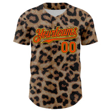 Load image into Gallery viewer, Custom Brown Orange Black-Yellow 3D Pattern Design Rave Party Animal Leopard Print Authentic Baseball Jersey