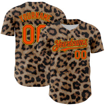Load image into Gallery viewer, Custom Brown Orange Black-Yellow 3D Pattern Design Rave Party Animal Leopard Print Authentic Baseball Jersey
