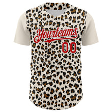 Load image into Gallery viewer, Custom Cream Red-White 3D Pattern Design Rave Party Animal Leopard Print Authentic Baseball Jersey