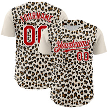 Load image into Gallery viewer, Custom Cream Red-White 3D Pattern Design Rave Party Animal Leopard Print Authentic Baseball Jersey