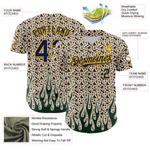 Load image into Gallery viewer, Custom Cream Navy-Gold 3D Pattern Design Rave Party Animal Leopard Print Authentic Baseball Jersey