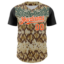Load image into Gallery viewer, Custom Black Orange-White 3D Pattern Design Rave Party Animal Snake Python Print Authentic Baseball Jersey