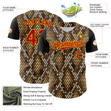 Load image into Gallery viewer, Custom Black Red-Gold 3D Pattern Design Rave Party Animal Snake Python Print Authentic Baseball Jersey