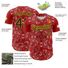 Load image into Gallery viewer, Custom Red Black-Gold 3D Pattern Design Rave Party Paisley Bandana Authentic Baseball Jersey