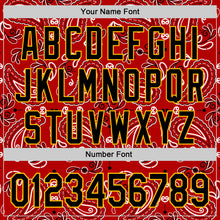 Load image into Gallery viewer, Custom Red Black-Gold 3D Pattern Design Rave Party Paisley Bandana Authentic Baseball Jersey