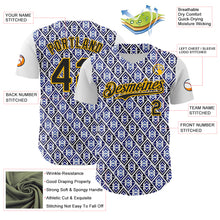 Load image into Gallery viewer, Custom White Black Royal-Gold 3D Pattern Design Rave Party Monogram Geometric Shape Authentic Baseball Jersey