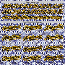 Load image into Gallery viewer, Custom White Black Royal-Gold 3D Pattern Design Rave Party Monogram Geometric Shape Authentic Baseball Jersey