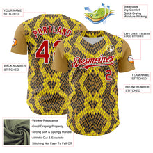 Load image into Gallery viewer, Custom Yellow Red Black-White 3D Pattern Design Rave Party Animal Snake Python Print Authentic Baseball Jersey