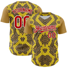 Load image into Gallery viewer, Custom Yellow Red Black-White 3D Pattern Design Rave Party Animal Snake Python Print Authentic Baseball Jersey