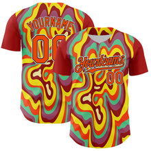 Load image into Gallery viewer, Custom Red Orange Black-White 3D Pattern Design Rave Party Marble Lava Authentic Baseball Jersey