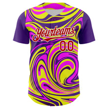 Load image into Gallery viewer, Custom Purple Red-White 3D Pattern Design Rave Party Marble Lava Authentic Baseball Jersey