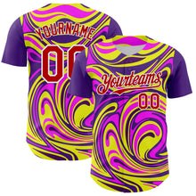 Load image into Gallery viewer, Custom Purple Red-White 3D Pattern Design Rave Party Marble Lava Authentic Baseball Jersey