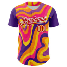 Load image into Gallery viewer, Custom Purple Red-White 3D Pattern Design Rave Party Marble Lava Authentic Baseball Jersey