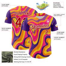 Load image into Gallery viewer, Custom Purple Red-White 3D Pattern Design Rave Party Marble Lava Authentic Baseball Jersey