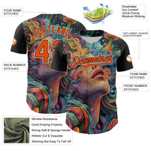 Load image into Gallery viewer, Custom Green Orange Black-White 3D Pattern Design Rave Party Trippy Magic Mushroom Authentic Baseball Jersey