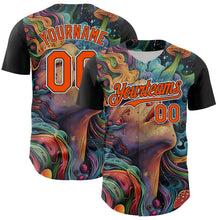Load image into Gallery viewer, Custom Green Orange Black-White 3D Pattern Design Rave Party Trippy Magic Mushroom Authentic Baseball Jersey