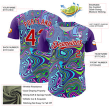 Load image into Gallery viewer, Custom Purple Red-White 3D Pattern Design Rave Party Trippy Laser Fluid Authentic Baseball Jersey