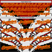 Загрузить изображение в средство просмотра галереи, Custom White Red-Yellow 3D Pattern Design Burner Costumes Shark Teeth Authentic Baseball Jersey