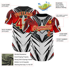 Загрузить изображение в средство просмотра галереи, Custom White Red Black-Yellow 3D Pattern Design Burner Costumes Cyber Punk Authentic Baseball Jersey