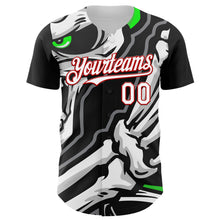 Load image into Gallery viewer, Custom Black White-Red 3D Pattern Design Burner Costumes Skull Authentic Baseball Jersey