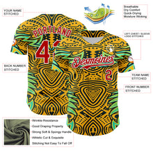 Загрузить изображение в средство просмотра галереи, Custom Gold Red Black Green-White 3D Pattern Design Burner Costumes Tribal Authentic Baseball Jersey