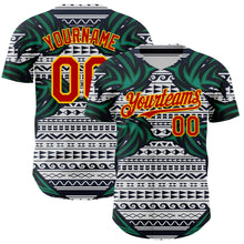 Загрузить изображение в средство просмотра галереи, Custom White Red Blue Green-Yellow 3D Pattern Design Burner Costumes Tribal Authentic Baseball Jersey