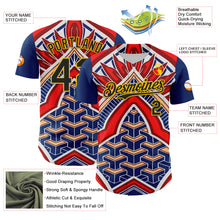Загрузить изображение в средство просмотра галереи, Custom Blue Black Red-Yellow 3D Pattern Design Burner Costumes Tribal Authentic Baseball Jersey