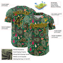 Загрузить изображение в средство просмотра галереи, Custom Kelly Green Black-Yellow 3D Pattern Design Burner Costumes Paisley Bandana Authentic Baseball Jersey