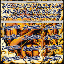 Загрузить изображение в средство просмотра галереи, Custom Gold Navy-White 3D Pattern Design Burner Costumes Flame Authentic Baseball Jersey