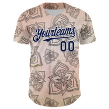 Загрузить изображение в средство просмотра галереи, Custom Cream Navy-White 3D Pattern Design Burner Costumes Paisley Bandana Authentic Baseball Jersey