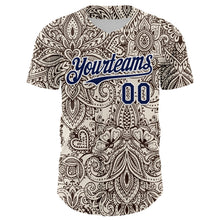 Загрузить изображение в средство просмотра галереи, Custom Cream Navy-White 3D Pattern Design Burner Costumes Paisley Bandana Authentic Baseball Jersey