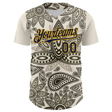 Загрузить изображение в средство просмотра галереи, Custom Cream Navy-Yellow 3D Pattern Design Burner Costumes Paisley Bandana Authentic Baseball Jersey