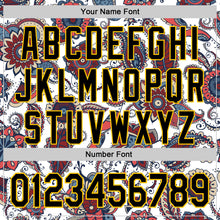 Загрузить изображение в средство просмотра галереи, Custom White Black-Yellow 3D Pattern Design Burner Costumes Paisley Bandana Authentic Baseball Jersey