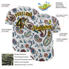 Загрузить изображение в средство просмотра галереи, Custom White Black-Yellow 3D Pattern Design Burner Costumes Paisley Bandana Authentic Baseball Jersey
