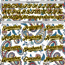 Загрузить изображение в средство просмотра галереи, Custom White Black-Yellow 3D Pattern Design Burner Costumes Paisley Bandana Authentic Baseball Jersey