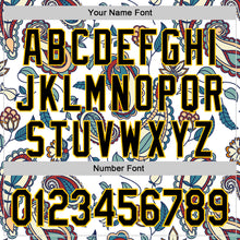 Загрузить изображение в средство просмотра галереи, Custom White Black-Yellow 3D Pattern Design Burner Costumes Paisley Bandana Authentic Baseball Jersey