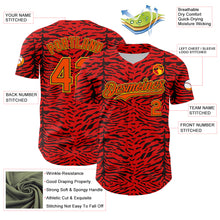 Загрузить изображение в средство просмотра галереи, Custom Red Orange Black-Yellow 3D Pattern Design Burner Costumes Animal Tiger Print Authentic Baseball Jersey