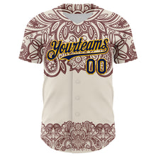 Загрузить изображение в средство просмотра галереи, Custom Cream Navy Red-Yellow 3D Pattern Design Burner Costumes Paisley Bandana Authentic Baseball Jersey