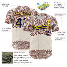 Загрузить изображение в средство просмотра галереи, Custom Cream Navy Red-Yellow 3D Pattern Design Burner Costumes Paisley Bandana Authentic Baseball Jersey